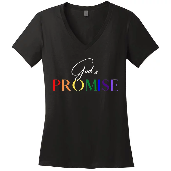 Gods Promise The Rainbow Women's V-Neck T-Shirt