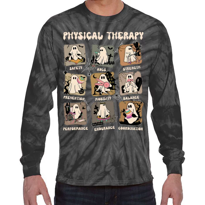 Ghost Physical Therapy Pt Physical Therapist Halloween Tie-Dye Long Sleeve Shirt