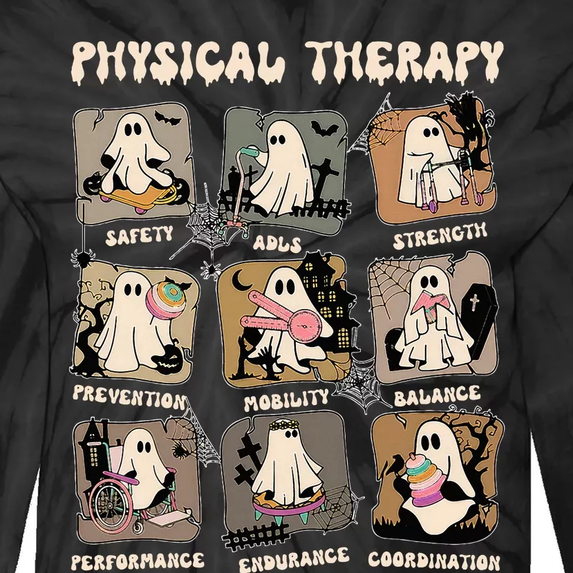 Ghost Physical Therapy Pt Physical Therapist Halloween Tie-Dye Long Sleeve Shirt