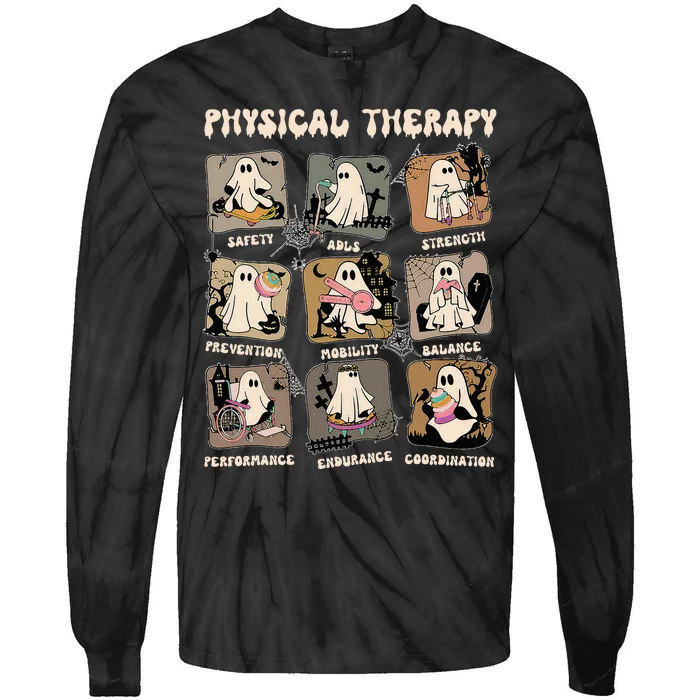 Ghost Physical Therapy Pt Physical Therapist Halloween Tie-Dye Long Sleeve Shirt