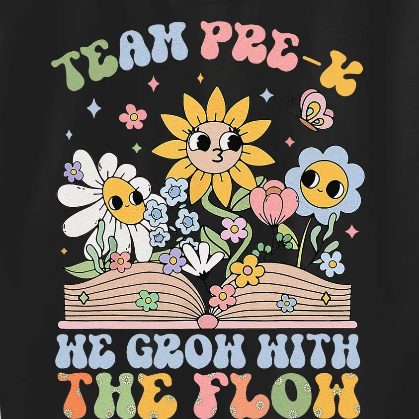 Groovy Preschool Teacher Team Prek Grow With The Flow Kids Sweatshirt