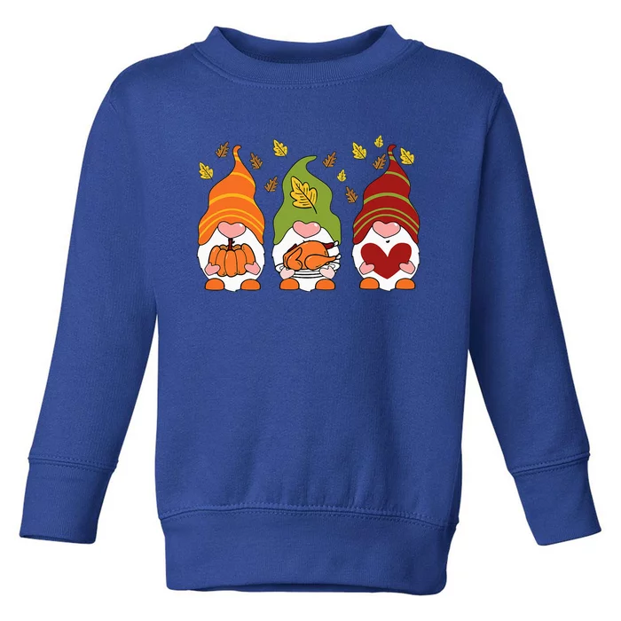 Gnomes Pumpkin Turkey Thanksgiving Day Cute Fall Autumn Toddler Sweatshirt