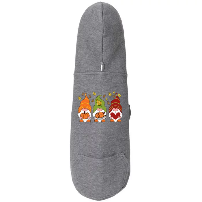 Gnomes Pumpkin Turkey Thanksgiving Day Cute Fall Autumn Doggie 3-End Fleece Hoodie