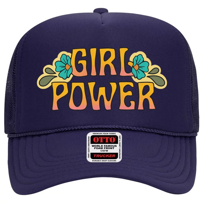 Girl Power Tropical Retro Feminist High Crown Mesh Trucker Hat