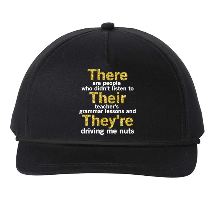 Grammar Police There Their Theyre - There Their They're Grammar Lessons Snapback Five-Panel Rope Hat