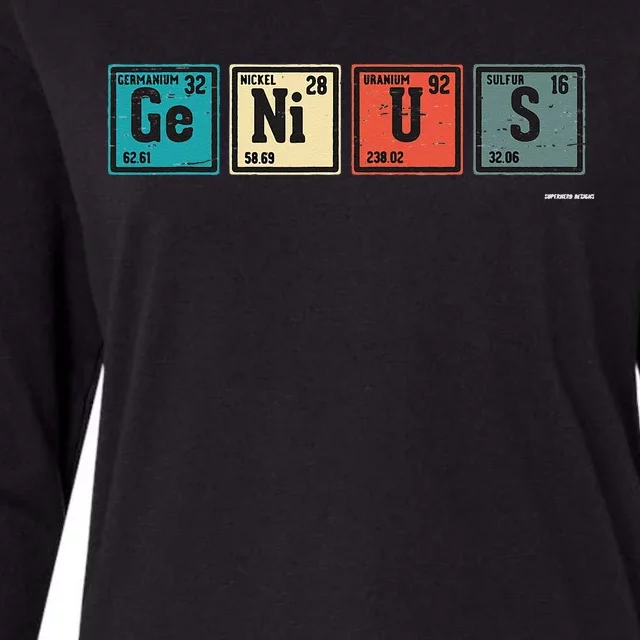 Genius Periodic Table Elements Chemistry Teacher Gift Womens Cotton Relaxed Long Sleeve T-Shirt