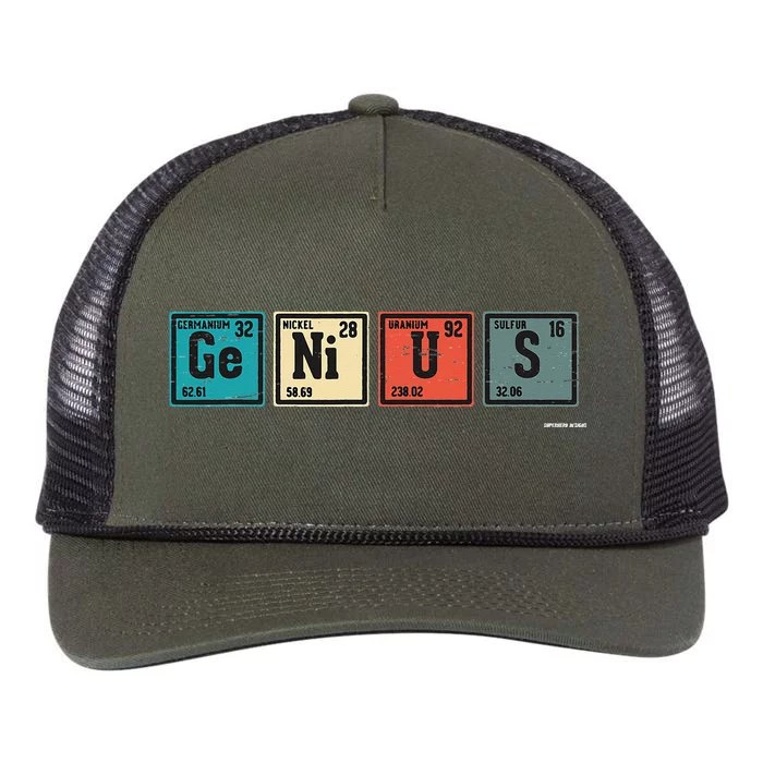 Genius Periodic Table Elements Chemistry Teacher Gift Retro Rope Trucker Hat Cap