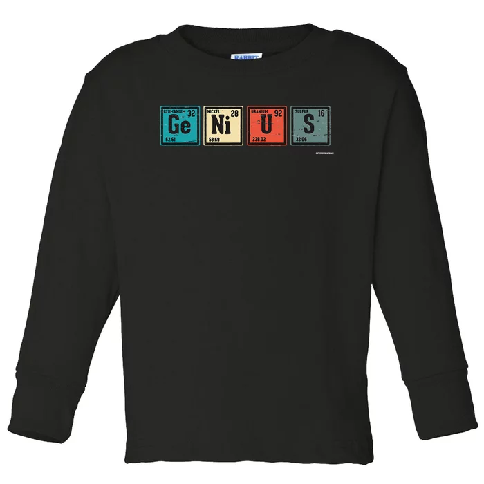 Genius Periodic Table Elements Chemistry Teacher Gift Toddler Long Sleeve Shirt