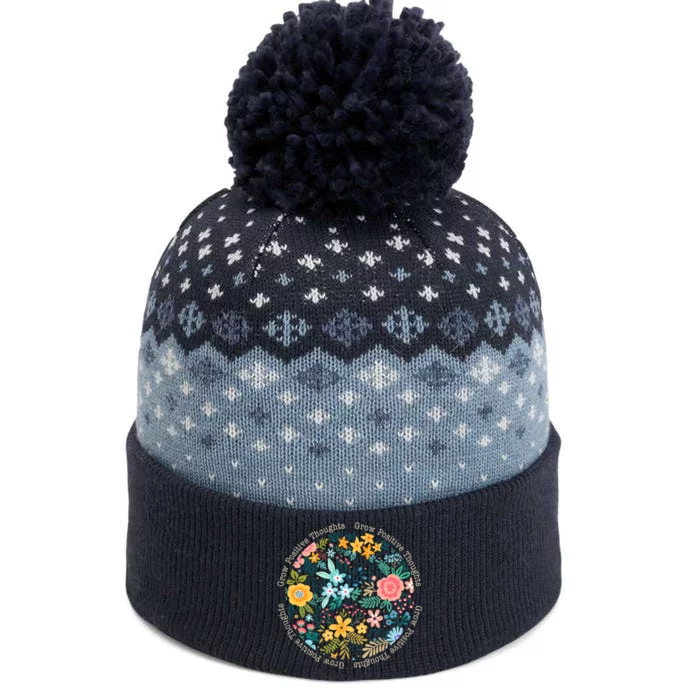 Grow Positive Thoughts Floral Flowers Emblem The Baniff Cuffed Pom Beanie