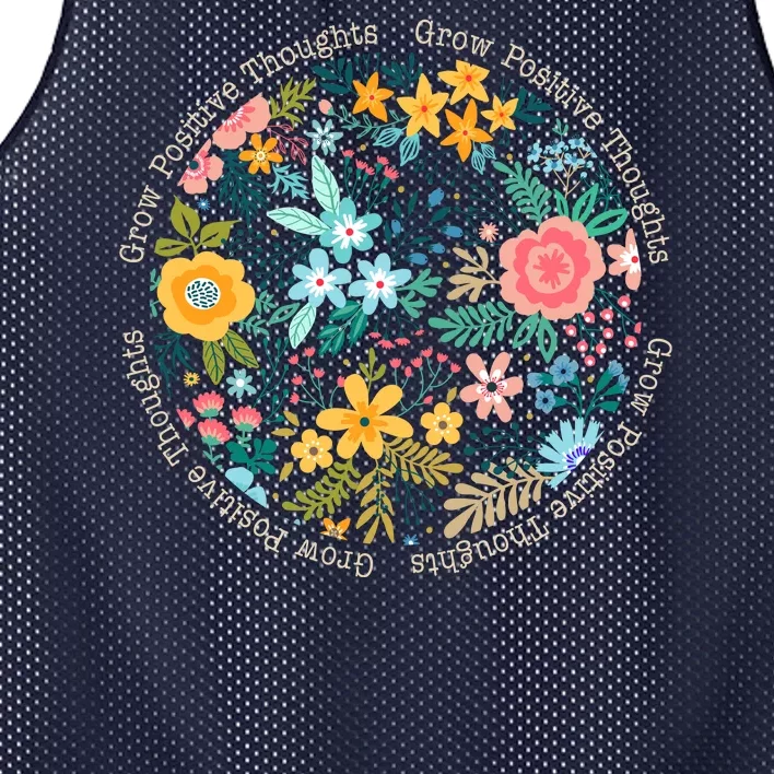 Grow Positive Thoughts Floral Flowers Emblem Mesh Reversible Basketball Jersey Tank