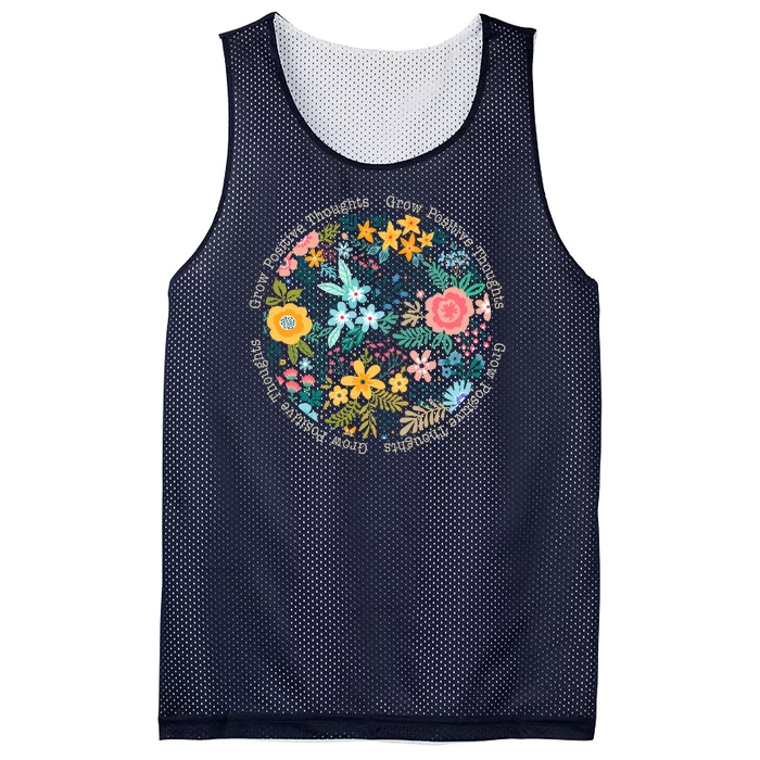 Grow Positive Thoughts Floral Flowers Emblem Mesh Reversible Basketball Jersey Tank