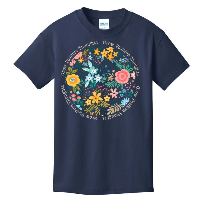 Grow Positive Thoughts Floral Flowers Emblem Kids T-Shirt