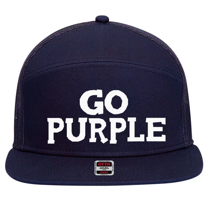 Go PURPLE Team Spirit Gear Color War Grape Wins The Game Fan 7 Panel Mesh Trucker Snapback Hat