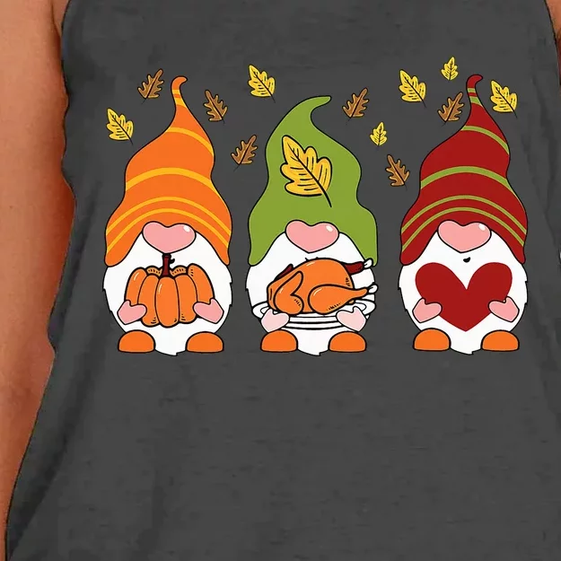 Gnomes Pumpkin Turkey Thanksgiving Day Cute Fall Autumn Women's Knotted Racerback Tank