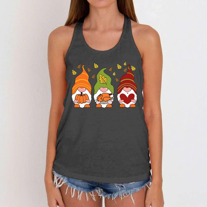 Gnomes Pumpkin Turkey Thanksgiving Day Cute Fall Autumn Women's Knotted Racerback Tank