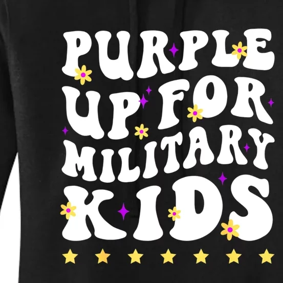 Groovy Purple Up For Military Military Child Month Women's Pullover Hoodie