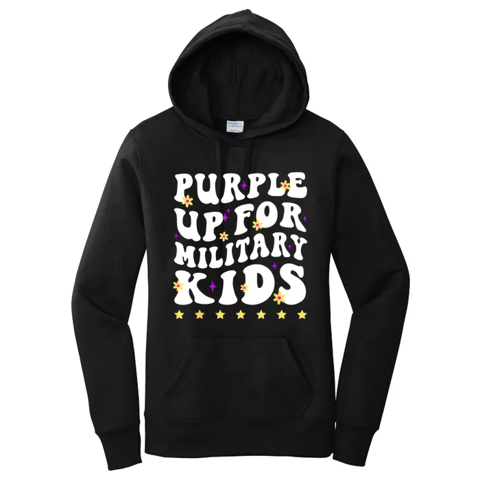 Groovy Purple Up For Military Military Child Month Women's Pullover Hoodie