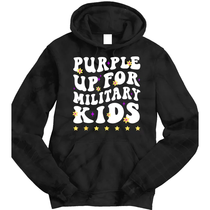 Groovy Purple Up For Military Military Child Month Tie Dye Hoodie