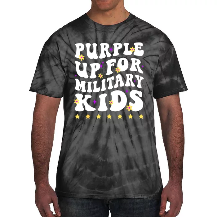 Groovy Purple Up For Military Military Child Month Tie-Dye T-Shirt