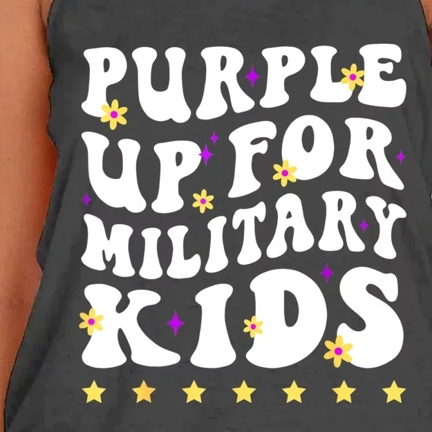 Groovy Purple Up For Military Military Child Month Women's Knotted Racerback Tank