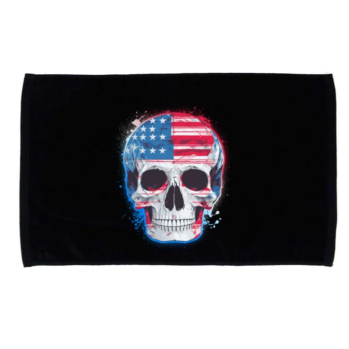 Grunge Paint USA American Flag Smiling Skull Microfiber Hand Towel