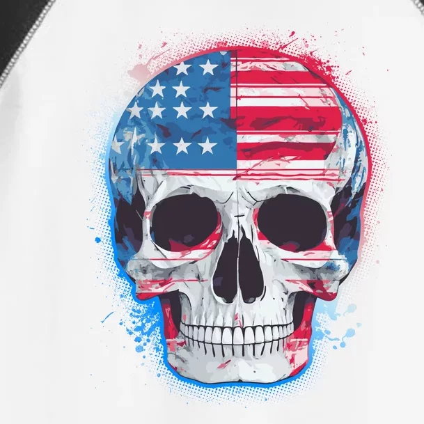 Grunge Paint USA American Flag Smiling Skull Toddler Fine Jersey T-Shirt