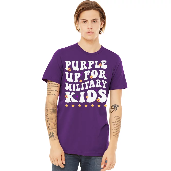 Groovy Purple Up For Military Military Child Month Premium T-Shirt