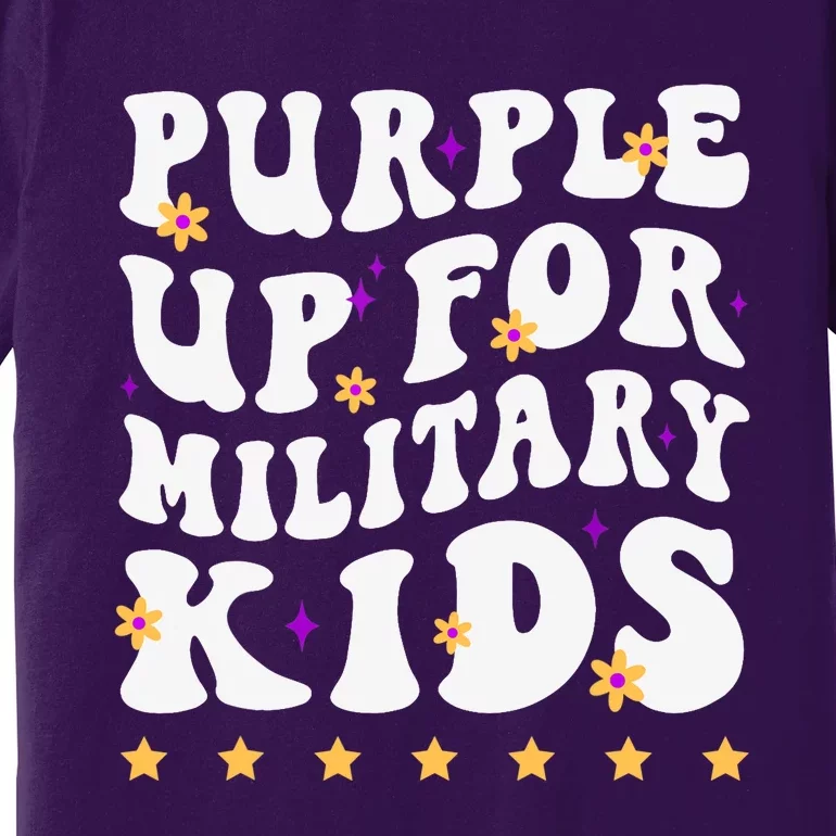 Groovy Purple Up For Military Military Child Month Premium T-Shirt