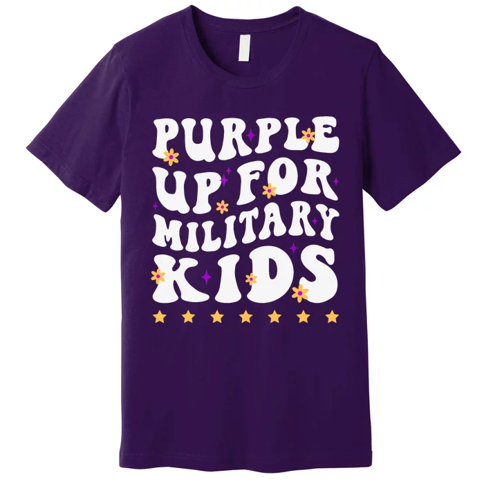 Groovy Purple Up For Military Military Child Month Premium T-Shirt