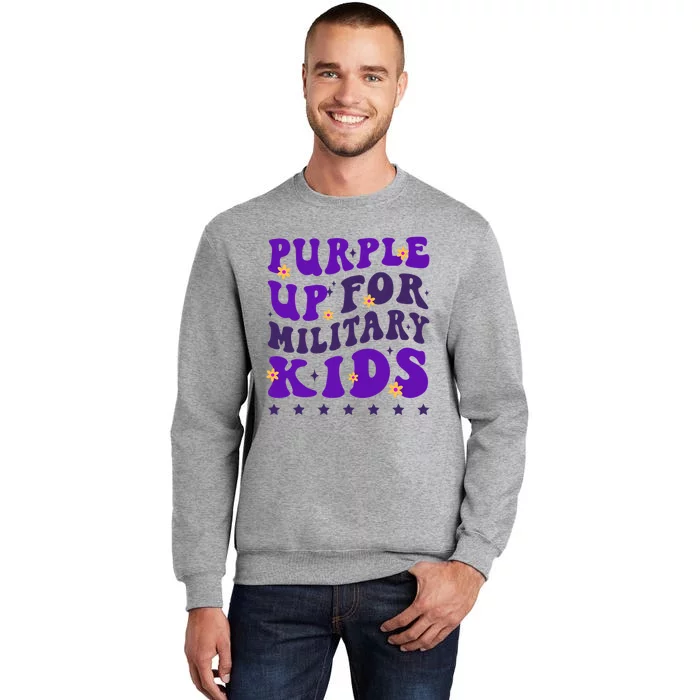 Groovy Purple Up For Military Child Month Tall Sweatshirt