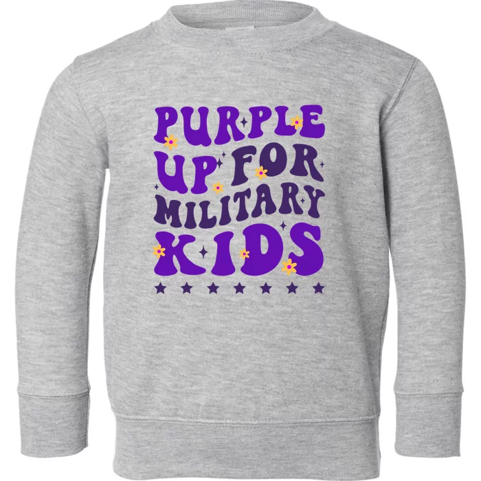 Groovy Purple Up For Military Child Month Toddler Sweatshirt