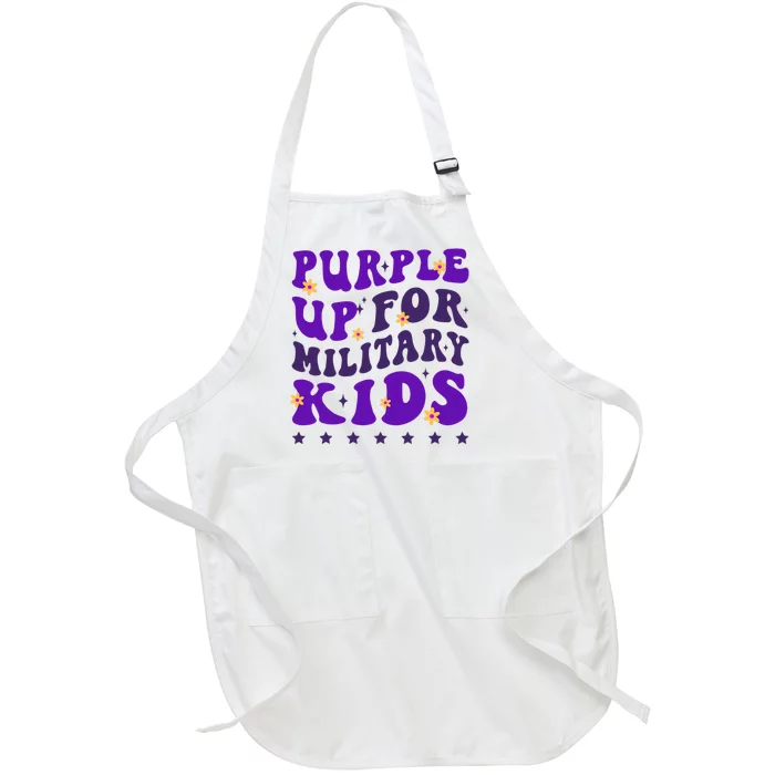 Groovy Purple Up For Military Child Month Full-Length Apron With Pocket