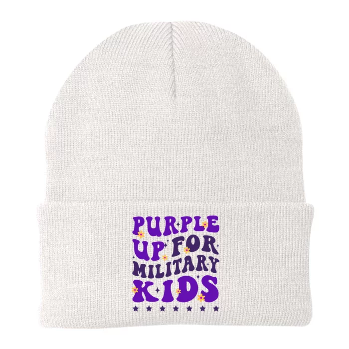 Groovy Purple Up For Military Child Month Knit Cap Winter Beanie