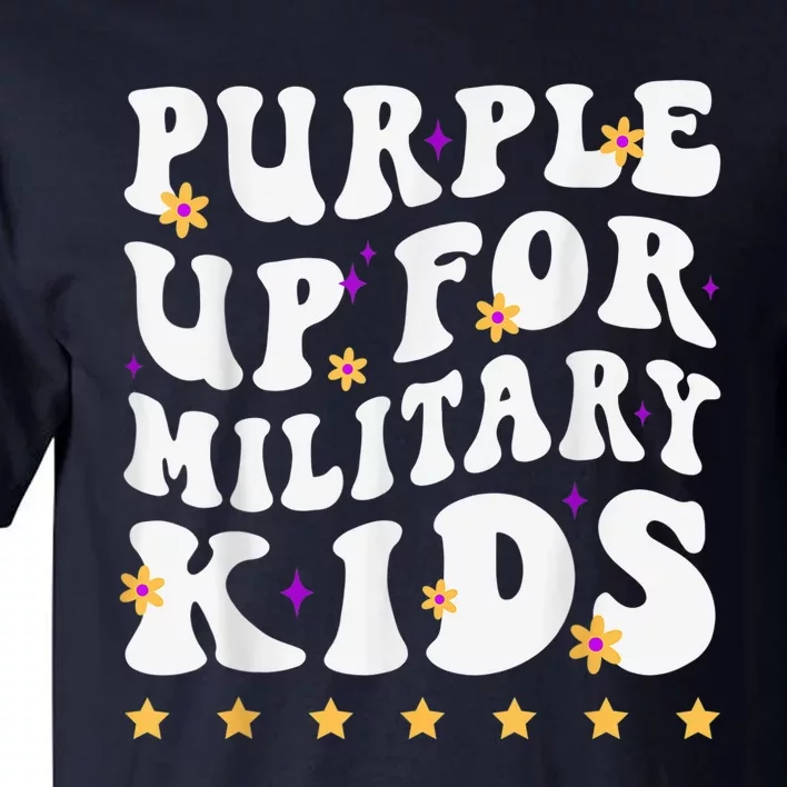 Groovy Purple Up For Military Kid Military Child Month Tall T-Shirt