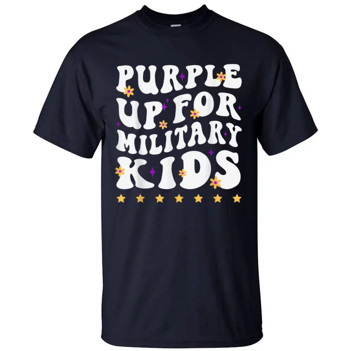 Groovy Purple Up For Military Kid Military Child Month Tall T-Shirt