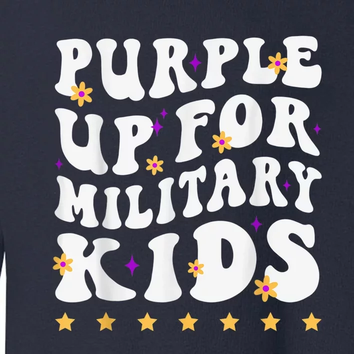 Groovy Purple Up For Military Kid Military Child Month Toddler Sweatshirt