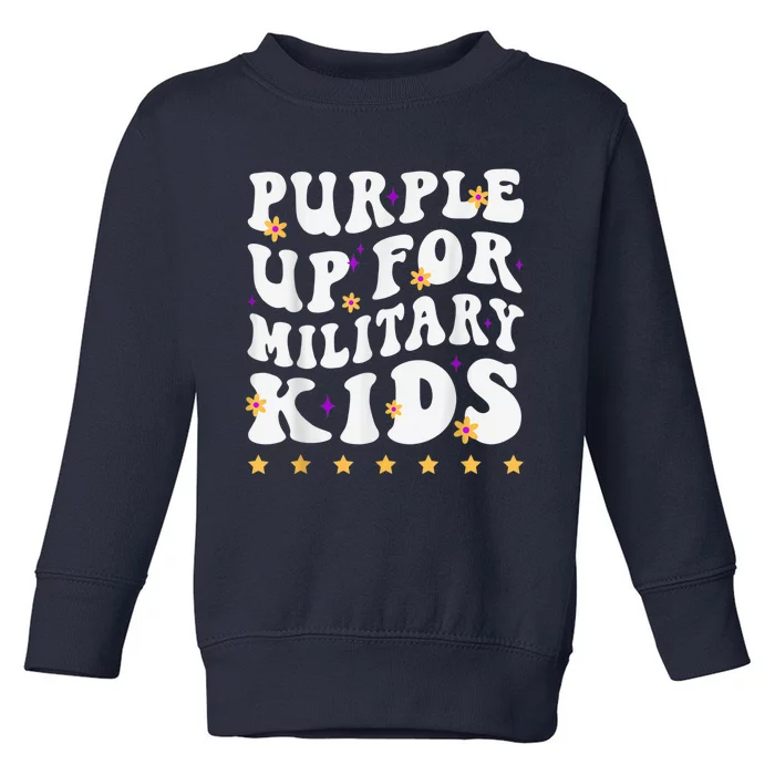 Groovy Purple Up For Military Kid Military Child Month Toddler Sweatshirt