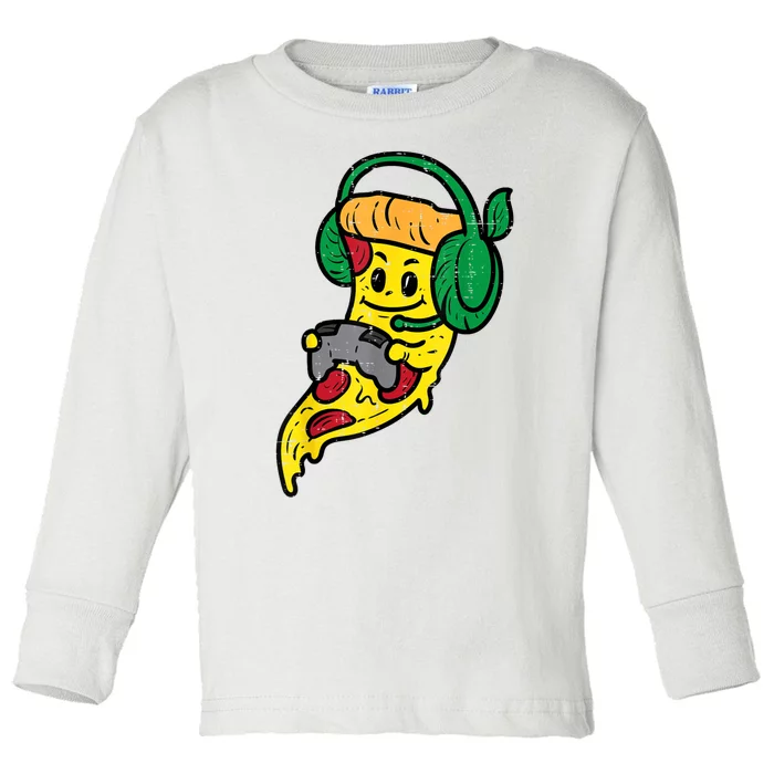 Gamer Pizza Video Gaming Funny Food Gift Toddler Long Sleeve Shirt