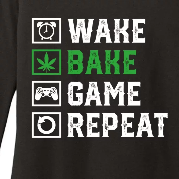 Game Player Wake Bake Game Repeat Gift Womens CVC Long Sleeve Shirt