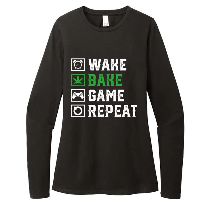 Game Player Wake Bake Game Repeat Gift Womens CVC Long Sleeve Shirt