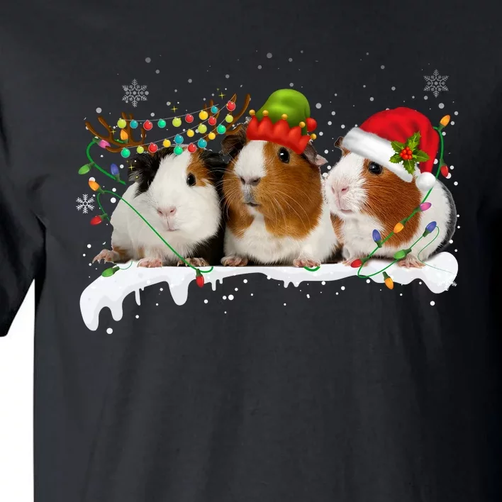 Guinea Pigs With Christmas Lights And Santa Hat Cute Xmas Tall T-Shirt