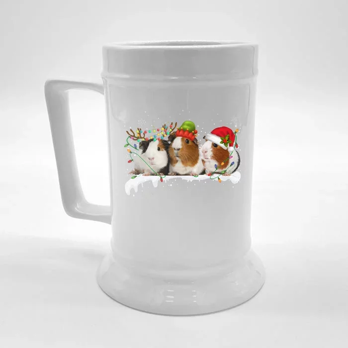 Guinea Pigs With Christmas Lights And Santa Hat Cute Xmas Front & Back Beer Stein