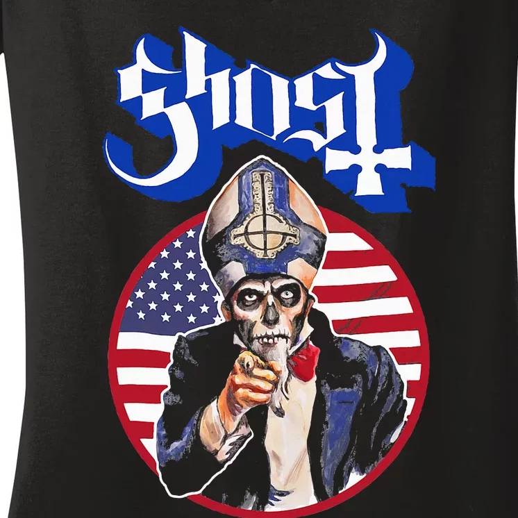 Ghost Papa Wants You Usa Women's V-Neck T-Shirt