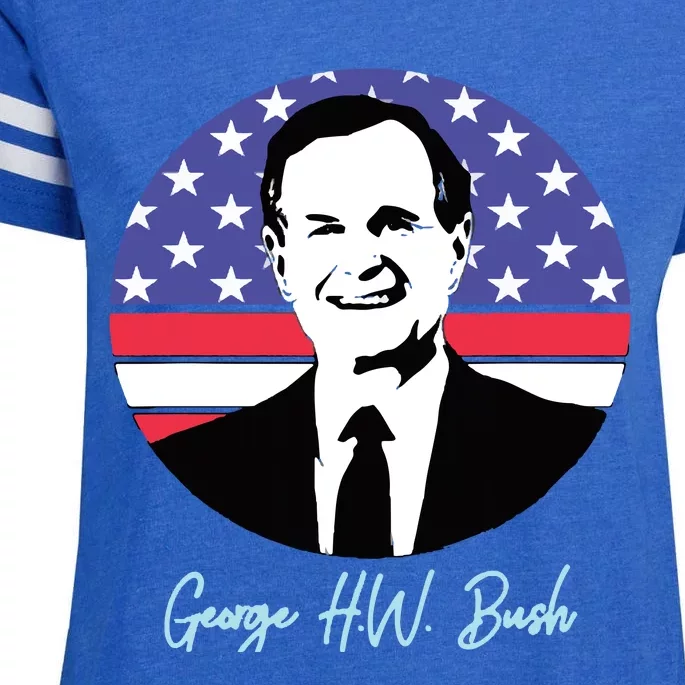 George President W. Bush Republican Proud USA Enza Ladies Jersey Football T-Shirt