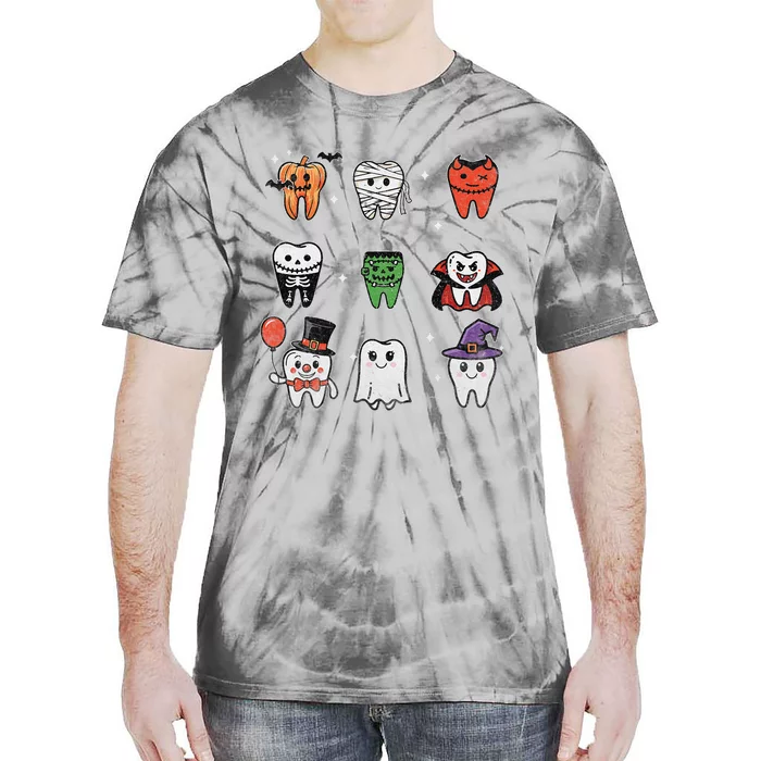 Ghost Pumpkin Witch Cute Dental Halloween Dentist Tie-Dye T-Shirt