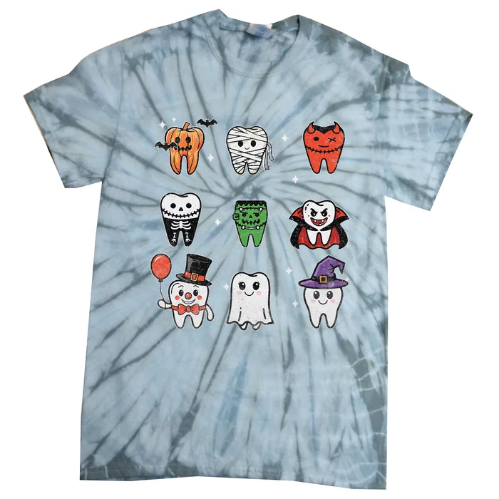 Ghost Pumpkin Witch Cute Dental Halloween Dentist Tie-Dye T-Shirt