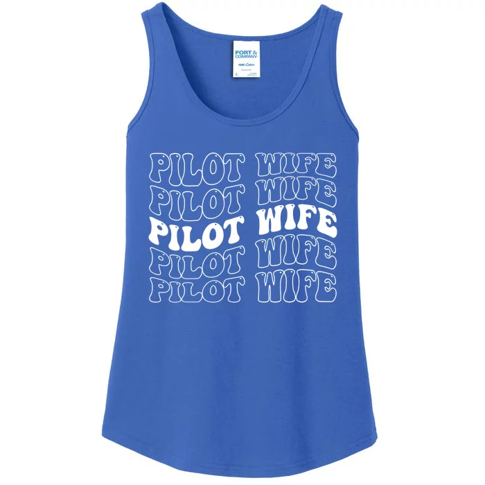 Groovy Pilot Wife Of A Pilot Wife Airplane Pilot Wife Funny Gift Ladies Essential Tank