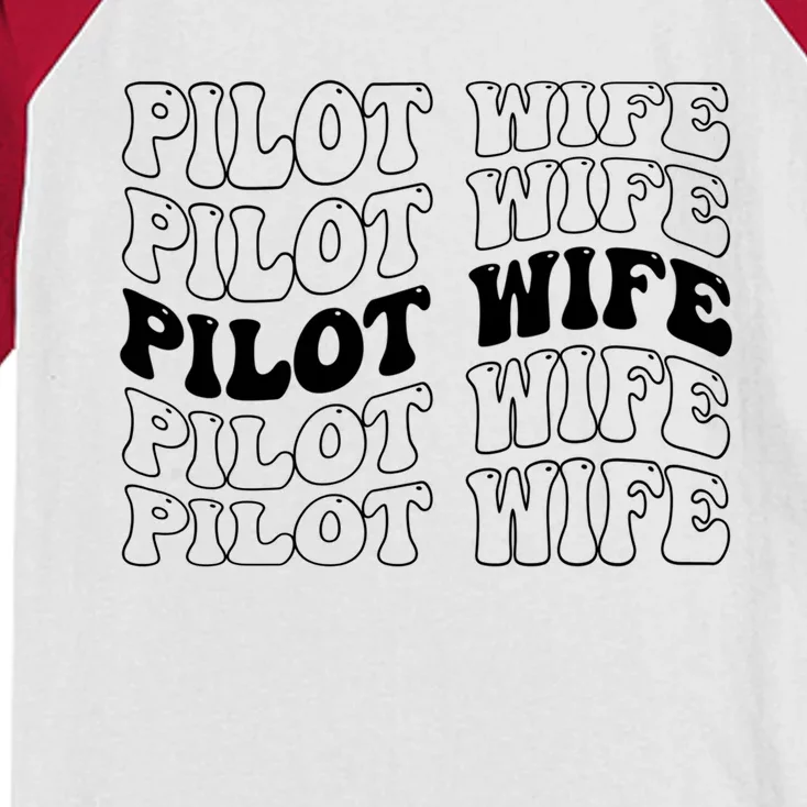 Groovy Pilot Wife Of A Pilot Wife Airplane Pilot Wife Funny Gift Kids Colorblock Raglan Jersey