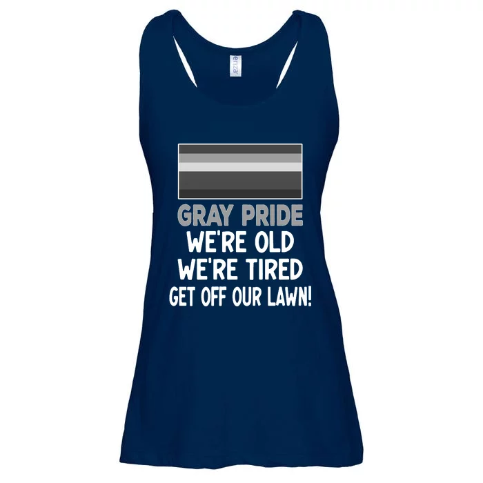 Gray Pride. Were Old Were Tired. Get Off Our Lawn! Ladies Essential Flowy Tank