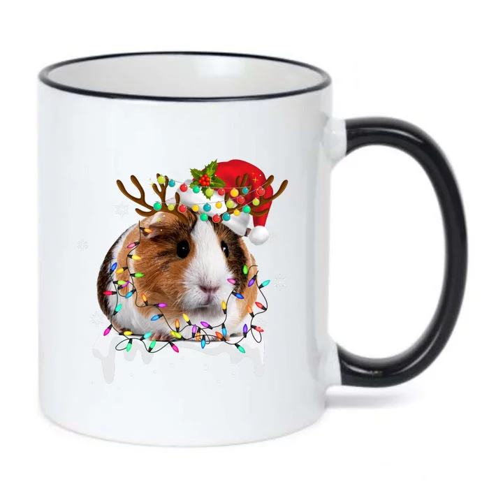 Guinea Pig With Christmas Lights And Santa Hat Xmas Animal Black Color Changing Mug